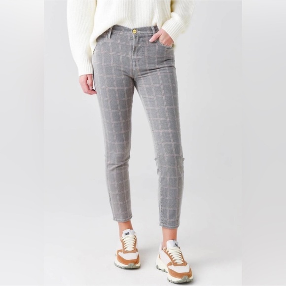 Frame Le High Skinny Crop Jeans in Window Pane Plaid Size 30